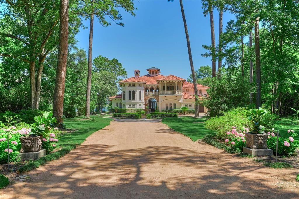 Mediterranean waterfront villa on lake conroe in montgomery asking 4. 495 million 3