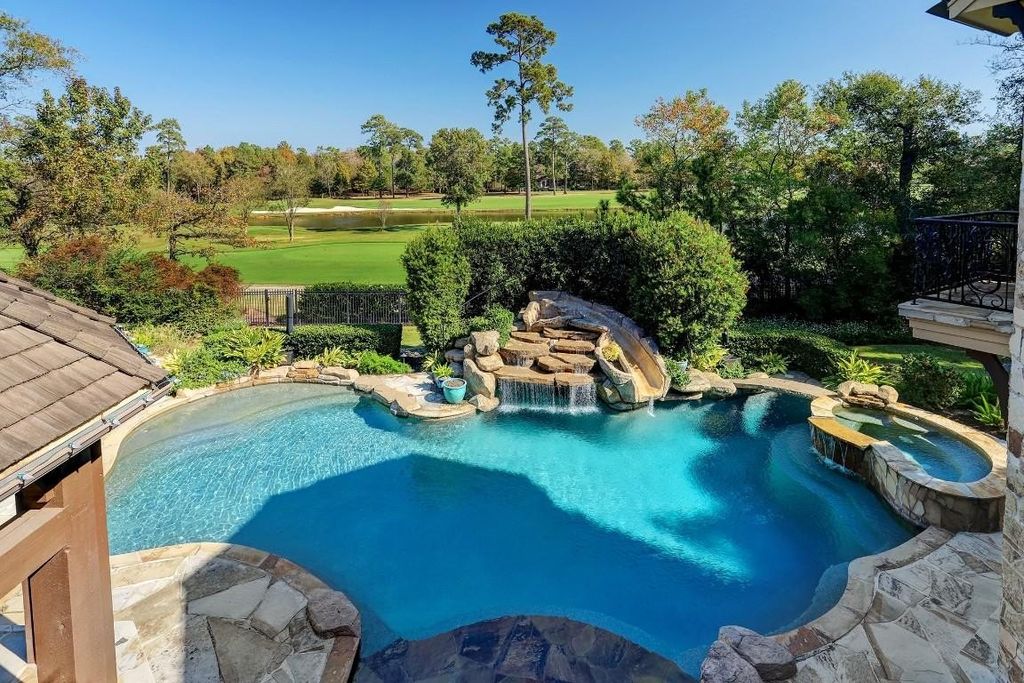Resort style home showcasing breathtaking views of jack nicklaus signature golf course in the woodlands texas listed for 4. 8 million 12