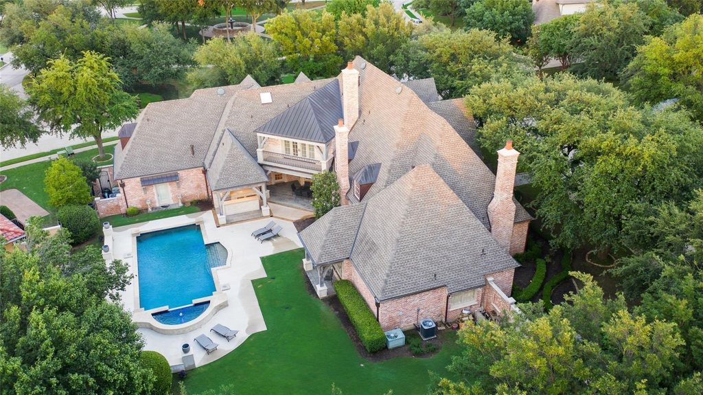 Sophisticated European-Style Estate with Resort-Style Pool on Expansive Corner Lot in Frisco, Texas