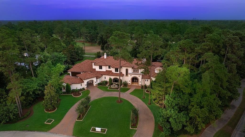 Stunning home with serene pond and golf course views in the woodlands texas listed at 5. 35 million 50