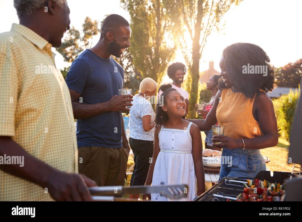 Parents and daughter at a multi generation family barbecue r81pd2 result