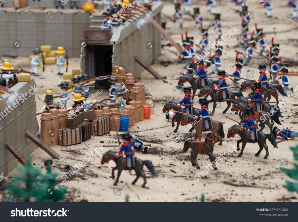 Stock photo battle of the alamo playmobil exhibition terrassa spain 1374730880 result