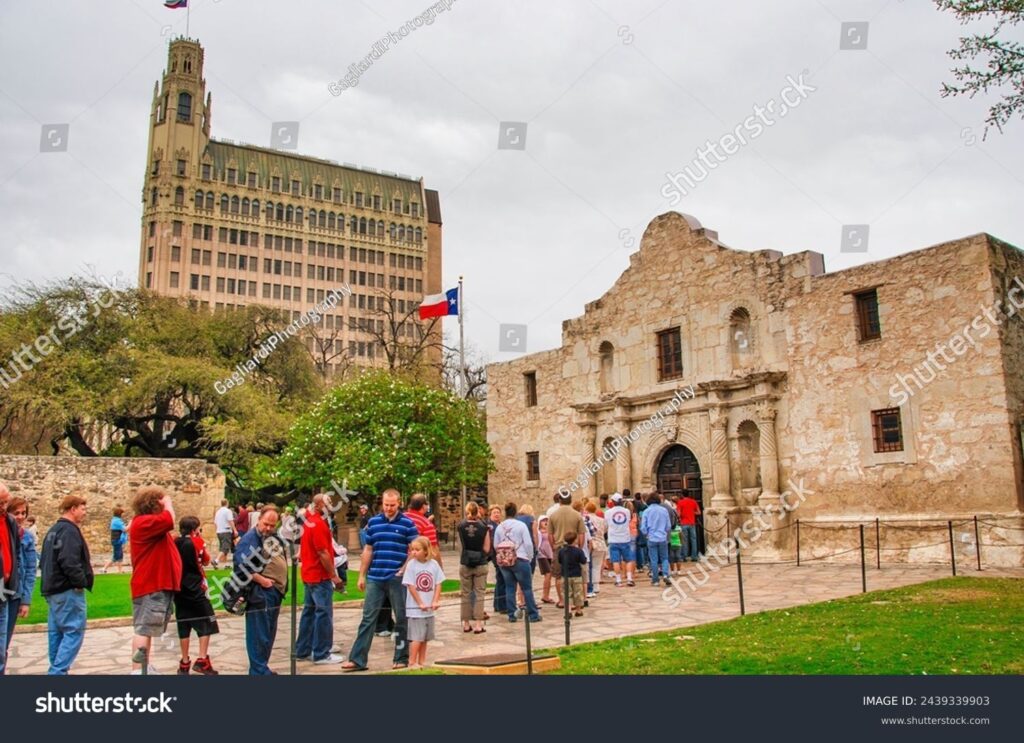 Stock photo san antonio tx march tourists in front of the alamo 2439339903 result