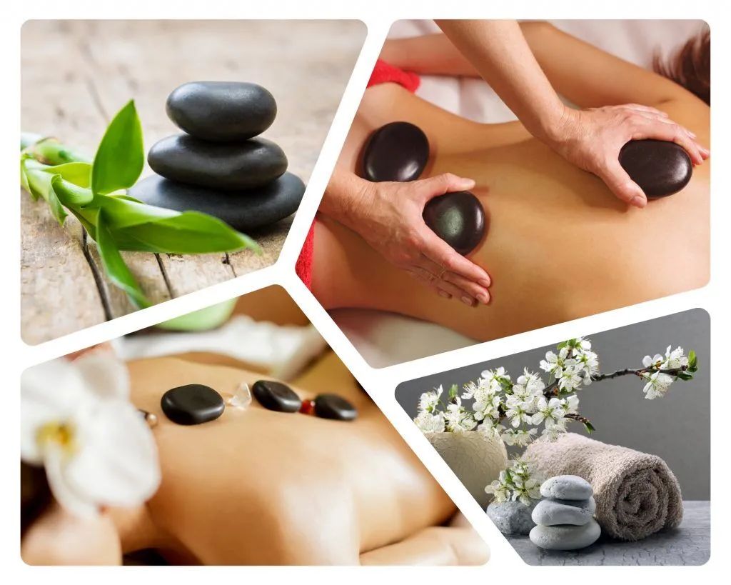 Hot stones massage stress melts away